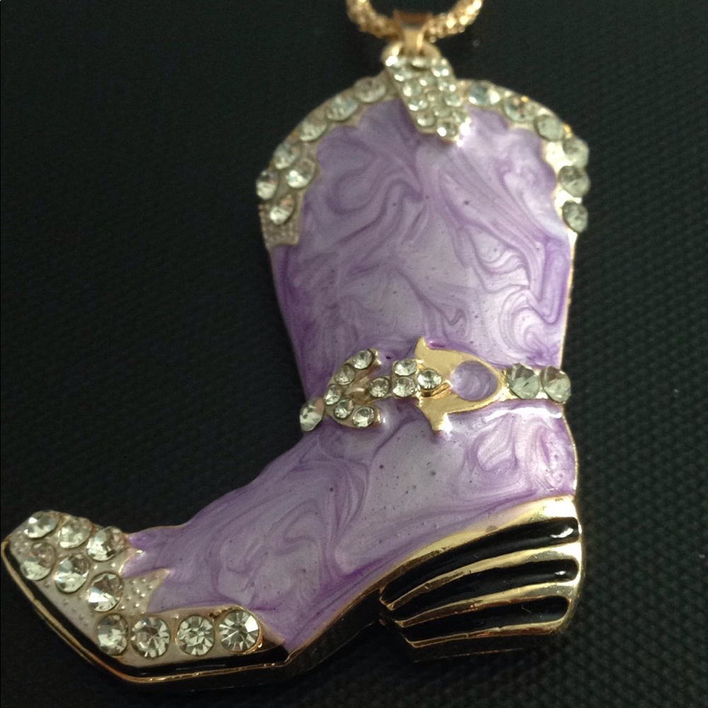 Betsey Johnson cowboy boots necklace - Picture 2 of 2